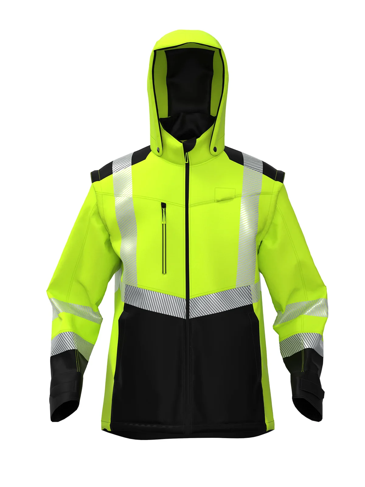 Softshell jacket with detachable sleeves TRANSFORMER Hi-vis Class 2