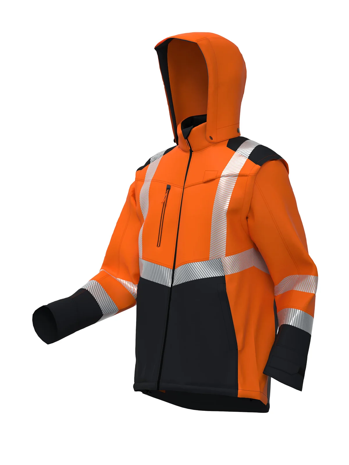 Softshell jacket with detachable sleeves TRANSFORMER Hi-vis Class 2 – view 8