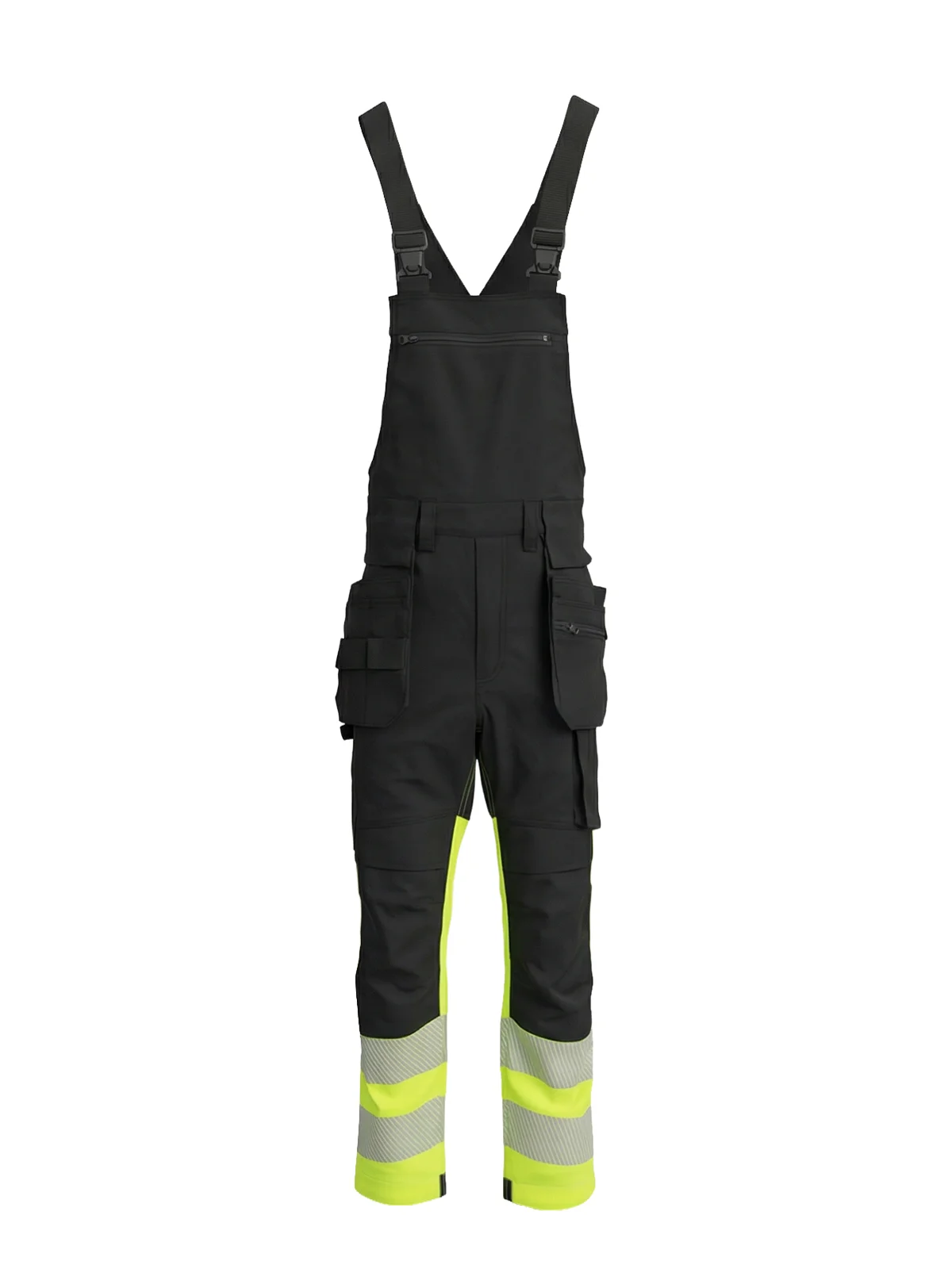 Растезљиве памучне панталоне са нараменицама COMBO Hi-vis Class 1